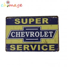 SUPER CHEVROLET SERVICE Vintage Tin Sign Bar pub garage Wall Decor Metal Poster   253015973473